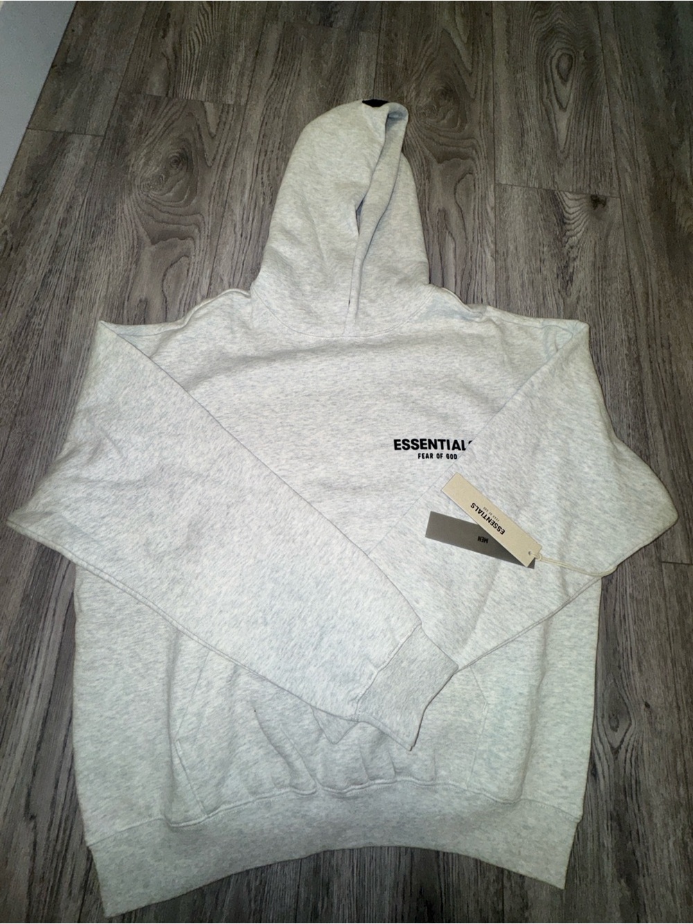 ESSENTIALS Light Heather Gray Pullover Hoodie with Chest Logo